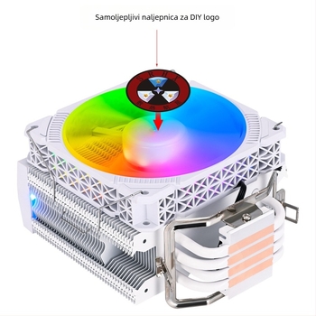 CPU hladnjak s četiri bakrene cijevi, tih rad, 1200 RPM, bakreni hladnjak, prilagodljiv pod više kutova