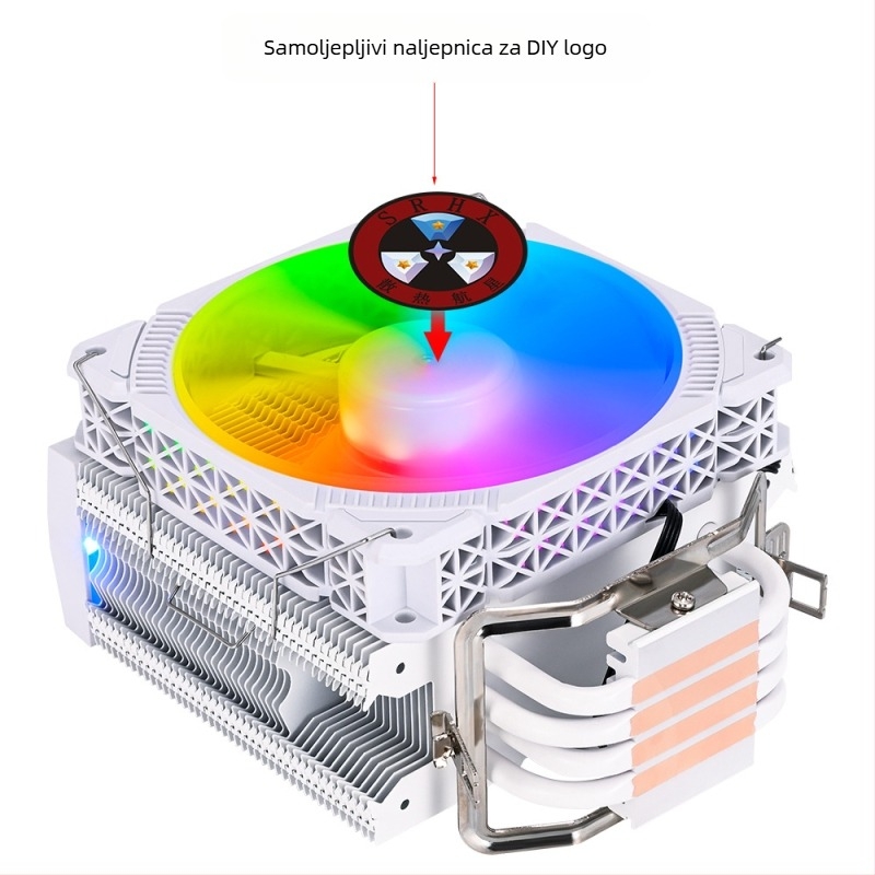 CPU hladnjak s četiri bakrene cijevi, tih rad, 1200 RPM, bakreni hladnjak, prilagodljiv pod više kutova