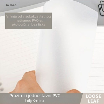 Prozirna PP bilježnica s listovima s otvorima, formati A5/B5/A4, veliki kapacitet, 60 listova, 20/26/30 rupa, zamjenjivi ulošci