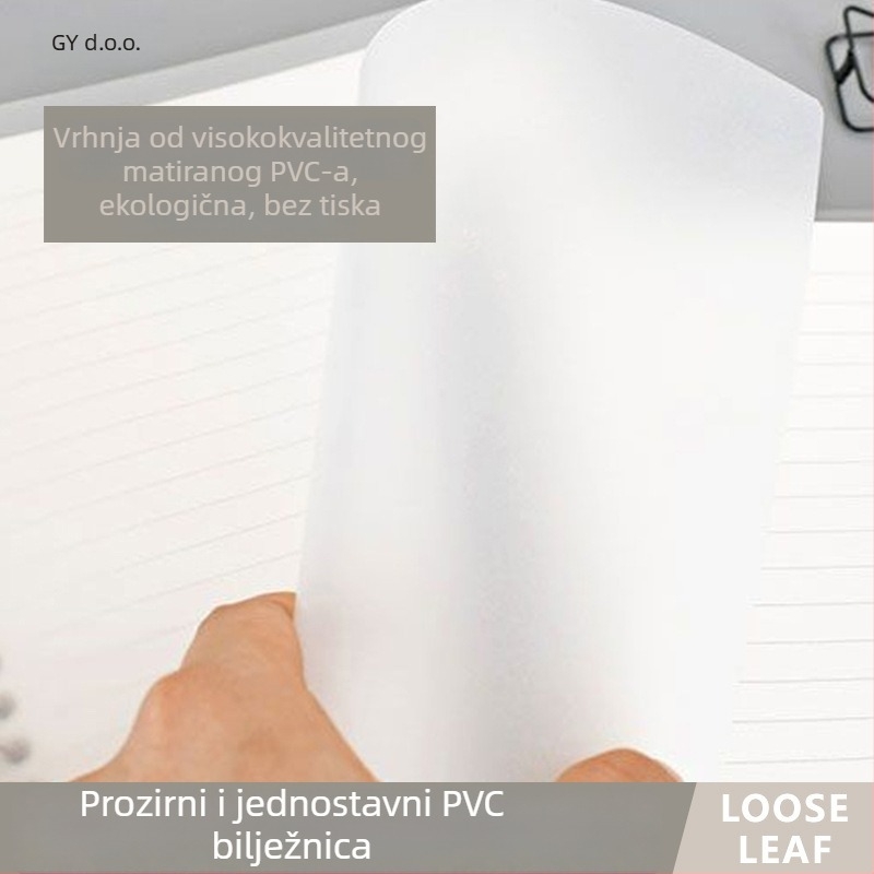 Prozirna PP bilježnica s listovima s otvorima, formati A5/B5/A4, veliki kapacitet, 60 listova, 20/26/30 rupa, zamjenjivi ulošci