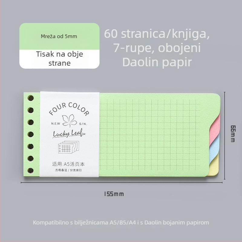 Dowling Refill core za slobodno bilježnice, kompatibilan s 9- i 7- rupa, 60 listova, Dowling Paper