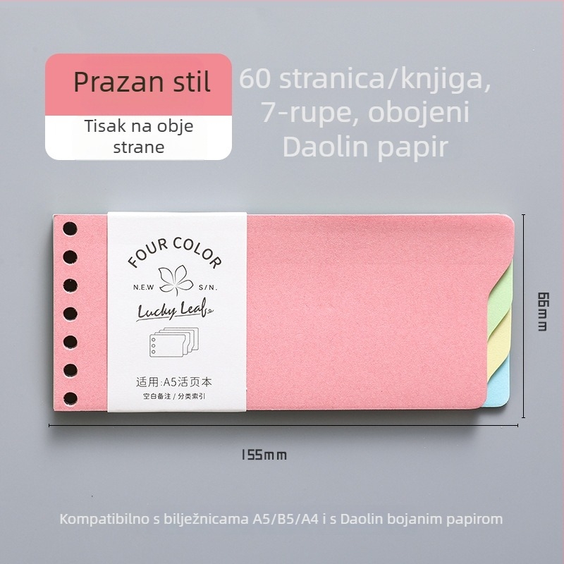 Dowling Refill core za slobodno bilježnice, kompatibilan s 9- i 7- rupa, 60 listova, Dowling Paper