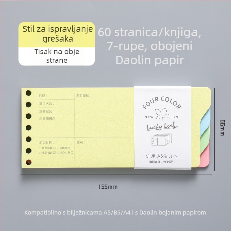 Dowling Refill core za slobodno bilježnice, kompatibilan s 9- i 7- rupa, 60 listova, Dowling Paper