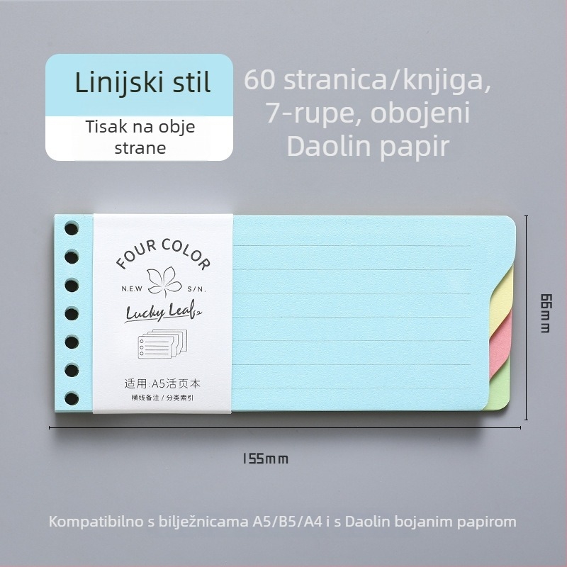 Dowling Refill core za slobodno bilježnice, kompatibilan s 9- i 7- rupa, 60 listova, Dowling Paper