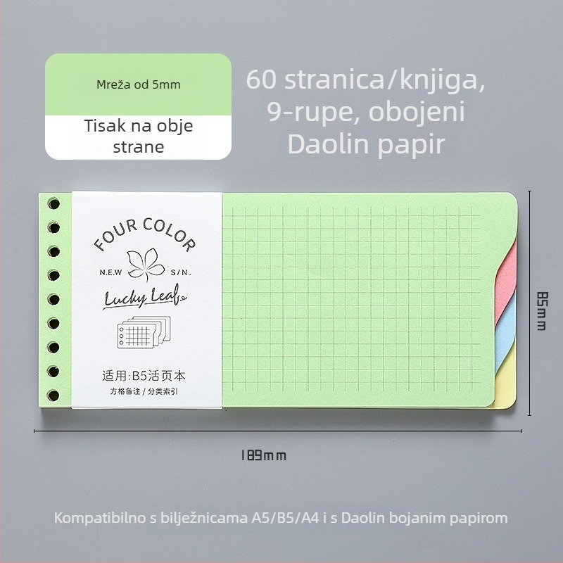 Dowling Refill core za slobodno bilježnice, kompatibilan s 9- i 7- rupa, 60 listova, Dowling Paper