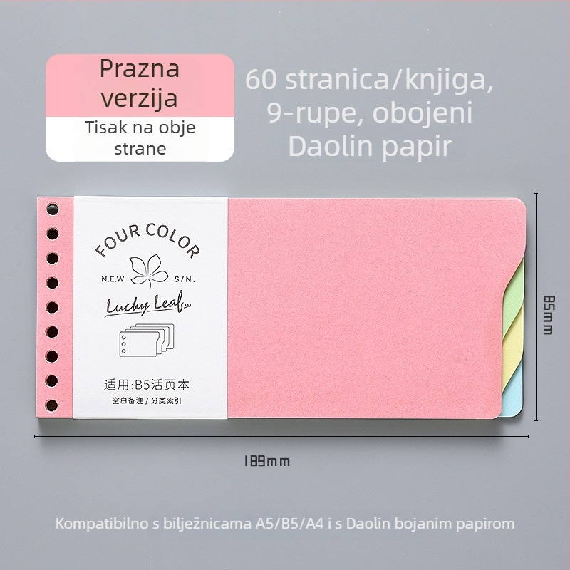 Dowling Refill core za slobodno bilježnice, kompatibilan s 9- i 7- rupa, 60 listova, Dowling Paper