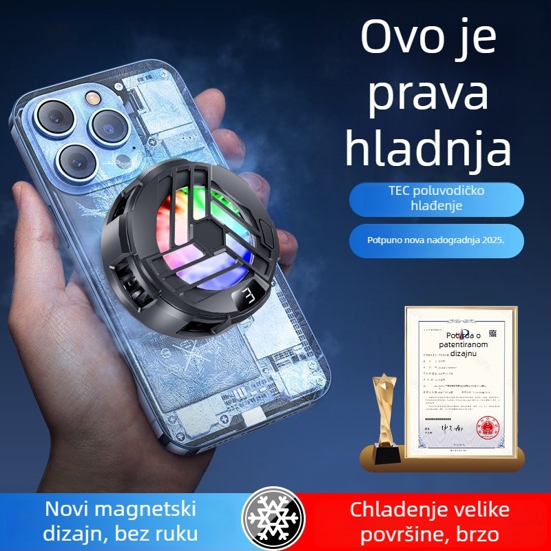 S36A digitalni zaslon magnetski poluvodični hladnjak za telefon s RGB osvjetljenjem, 5V3A, Type-C, 70 g, ABS+ aluminijska legura