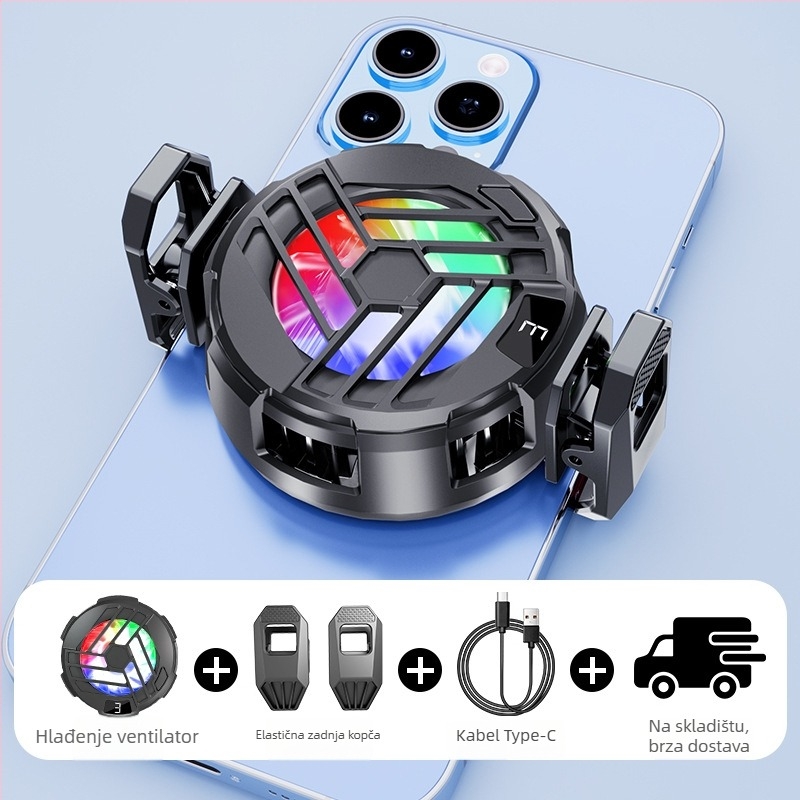 S36A digitalni zaslon magnetski poluvodični hladnjak za telefon s RGB osvjetljenjem, 5V3A, Type-C, 70 g, ABS+ aluminijska legura