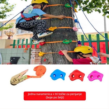 Dječje penjačko opremanje za penjanje po drvetu i stijeni s 1 remenom i 3 nosivim točkama, namijenjeno predškolskom tjelesnom odgoju