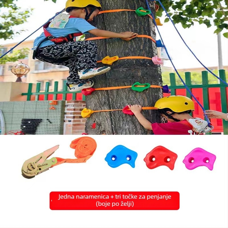 Dječje penjačko opremanje za penjanje po drvetu i stijeni s 1 remenom i 3 nosivim točkama, namijenjeno predškolskom tjelesnom odgoju