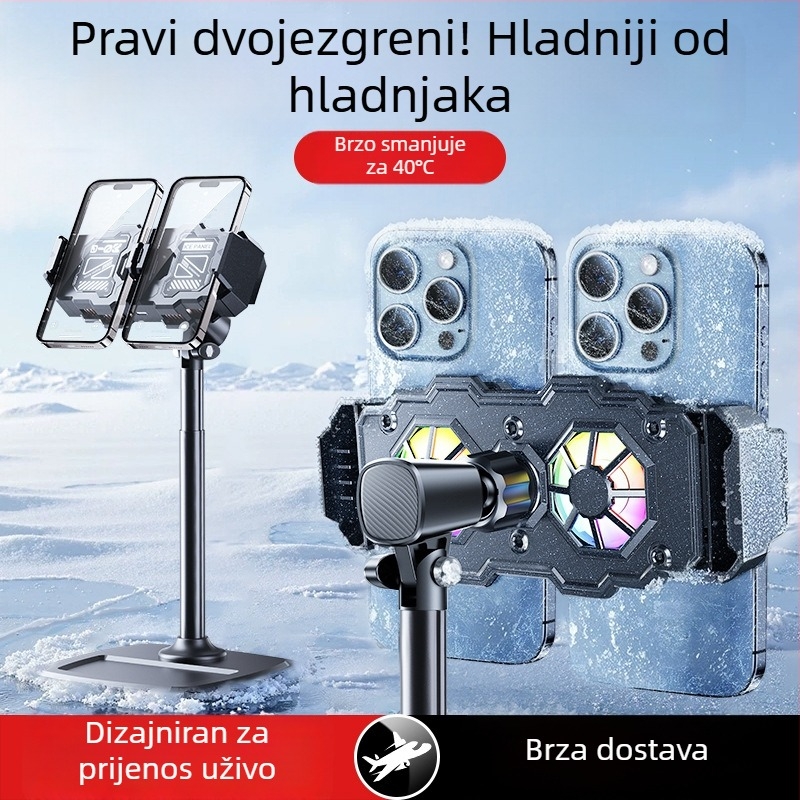 Poluvodički tihi rashladni radijator za tablete i pametne telefone, model 003, 10W, Materijal: ABS + aluminijska legura + PC, Sučelje: Type-C, Težina: 552 g