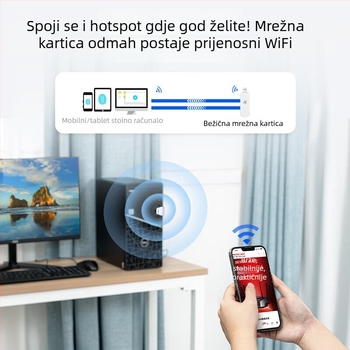USB bežična mrežna kartica za prijenosna računala – bez upravljačkih programa, 802.11n, 150 Mbps, 2.4 GHz