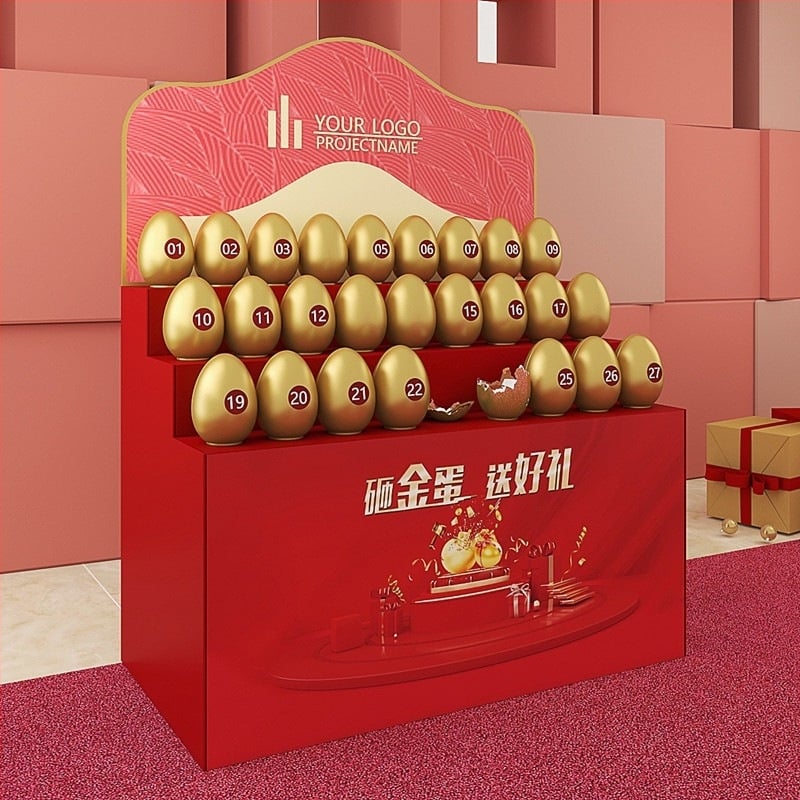 Trostruki čelični držač za zlatna jaja za lutrijsku izložbu – Japansko-korejski stil – poklon kutija pakiranje