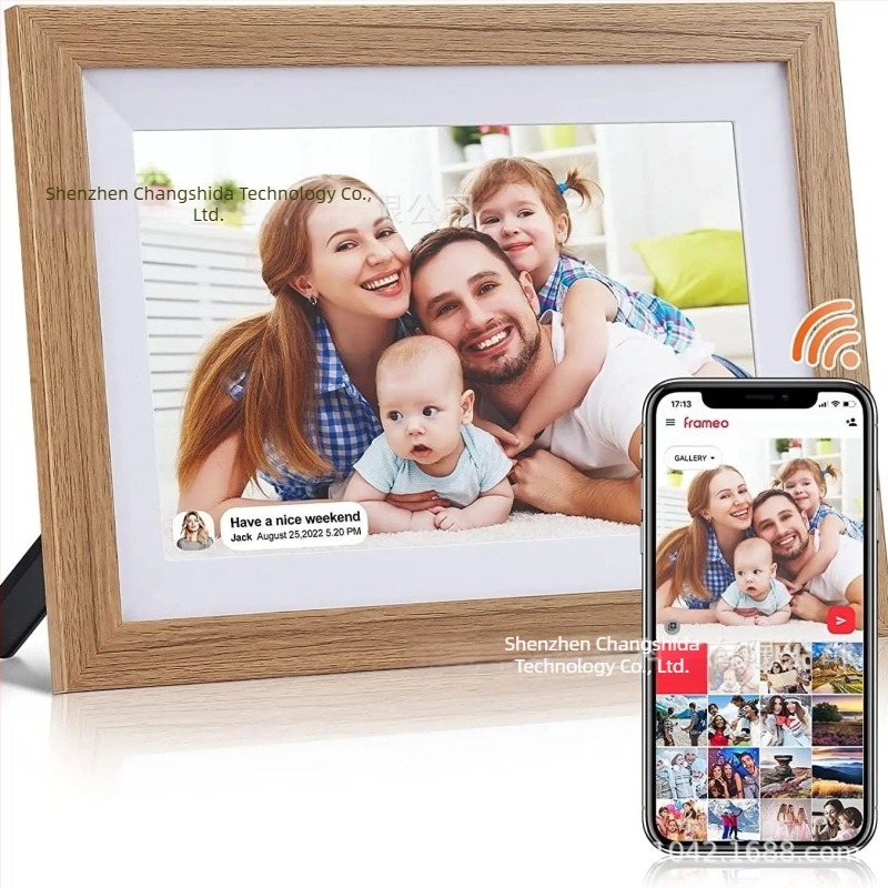 Digitalni okvir za fotografije s Wi-Fi i upravljanjem putem mobilne aplikacije, zaslon 1280x800, 32 GB pohrane, podrška SD kartici, JPEG/PNG/JPG formati, reproducija glazbe i videa