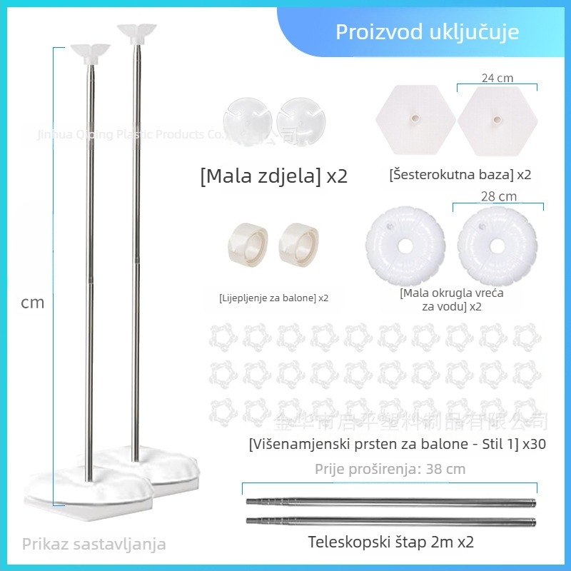 Plastična okrugla baza za vodne vrećice s teleskopskim šesterokutnim okvirom i držačem balona za unutarnje sportske događaje