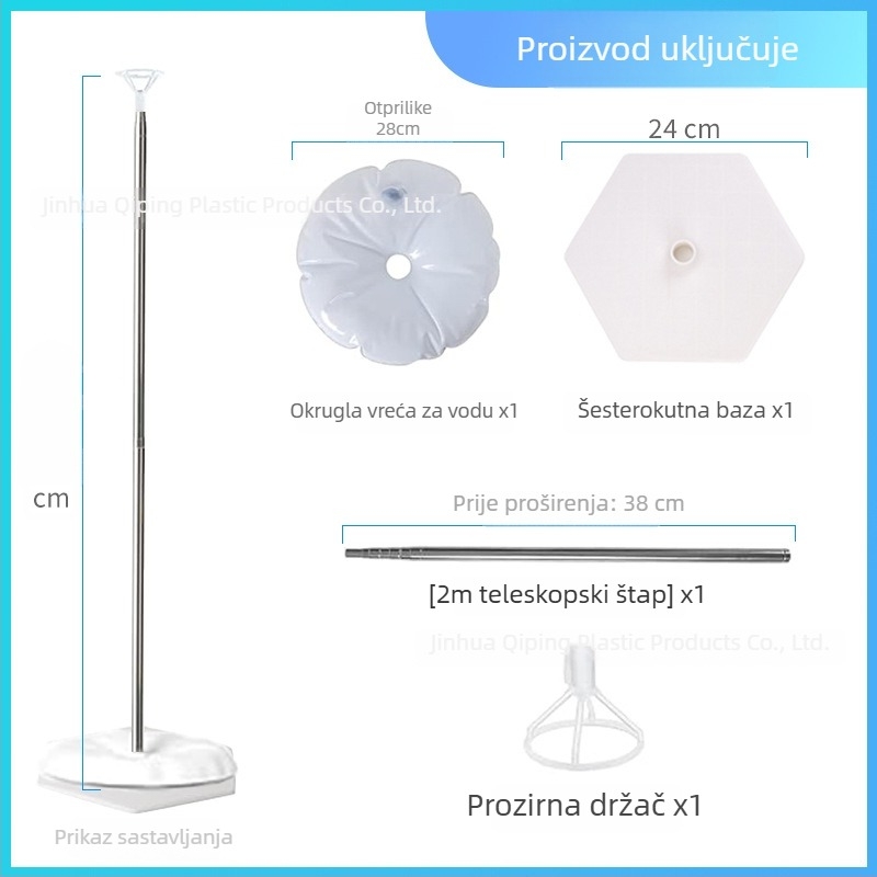 Plastična okrugla baza za vodne vrećice s teleskopskim šesterokutnim okvirom i držačem balona za unutarnje sportske događaje