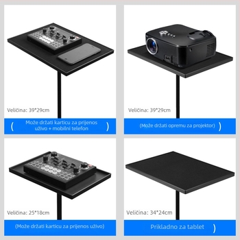Metalan stalak za projektor s univerzalnom pločom, podni teleskopskim stativom s adapterom i spremište za projektor