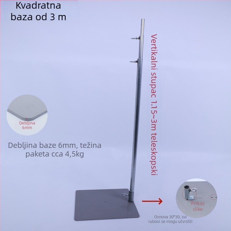 Stalak za balone za vjenčanje s podesivim pozadinskim panelom, kvadratnom bazom i teleskopskom šipkom