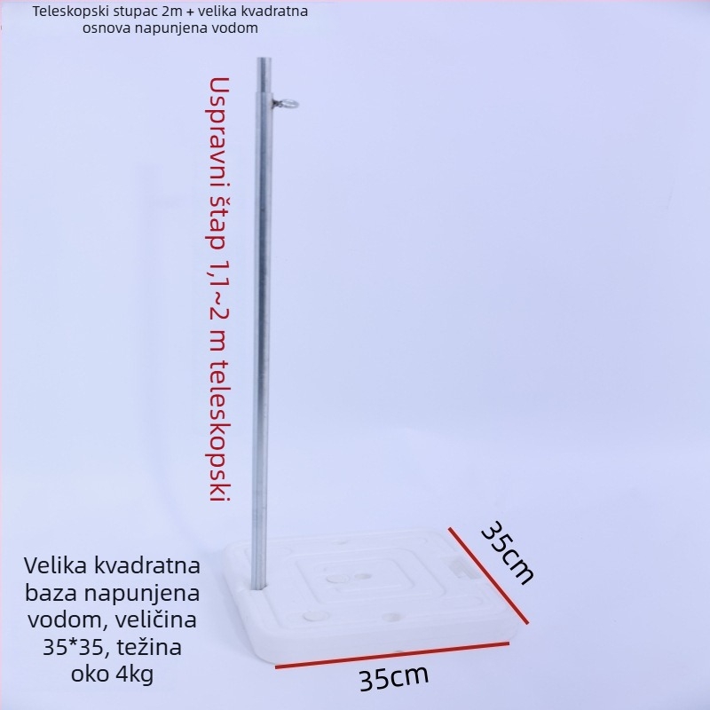 Stalak za balone za vjenčanje s podesivim pozadinskim panelom, kvadratnom bazom i teleskopskom šipkom