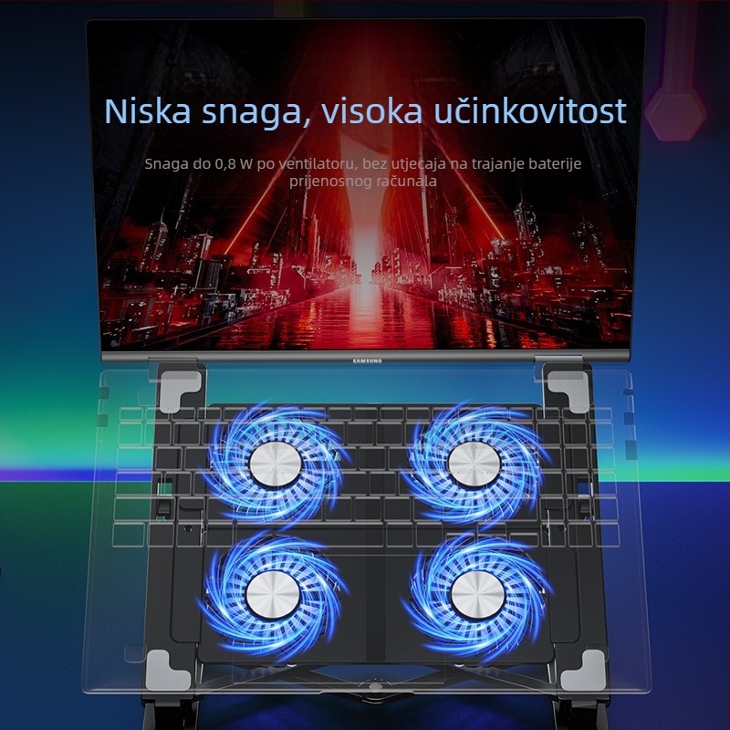 Podloga za hlađenje prijenosnog računala s podesivom visinom i sklopnim ventilatorom, prijenosna