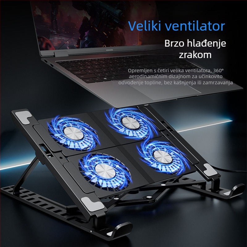 Podloga za hlađenje prijenosnog računala s podesivom visinom i sklopnim ventilatorom, prijenosna