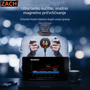 ZACH Magnetski hladnjak za mobilne igre i live streaming, poluvodičko hlađenje, RGB osvjetljenje, tiho djelovanje