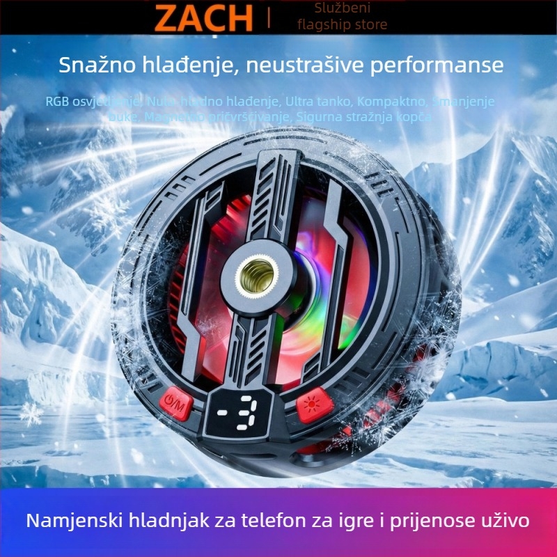 ZACH Magnetski hladnjak za mobilne igre i live streaming, poluvodičko hlađenje, RGB osvjetljenje, tiho djelovanje