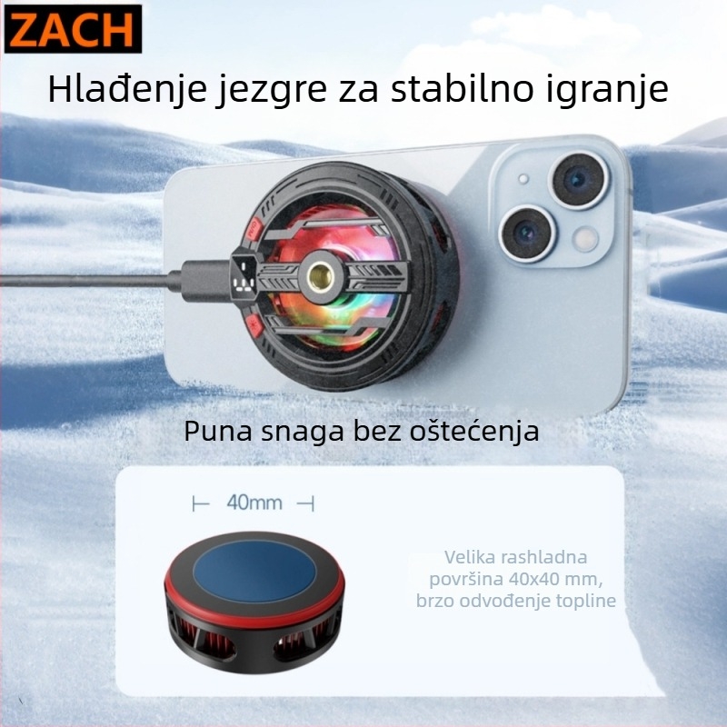 ZACH Magnetski hladnjak za mobilne igre i live streaming, poluvodičko hlađenje, RGB osvjetljenje, tiho djelovanje