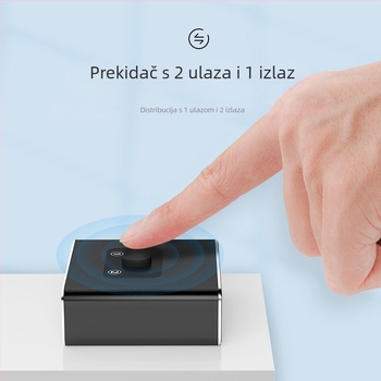 HDMI prekidač/distributer, 4Kx2160, 2 ulaza - 1 izlaz, dvosmjerni, pozlaćeni priključci, aluminijsko kućište, Plug-and-Play, model Hs-002