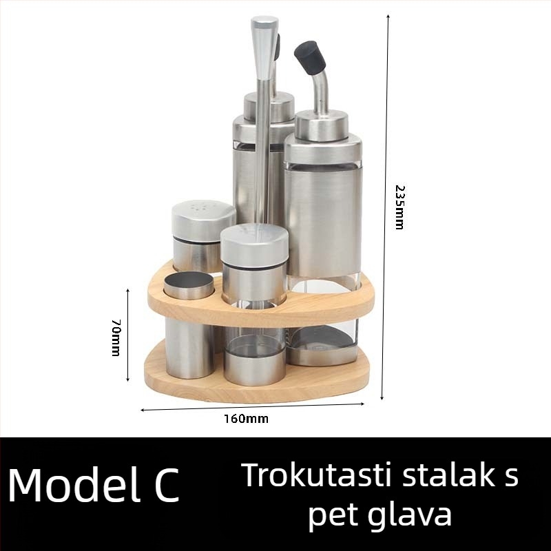 Set posuda za začine od nehrđajućeg čelika za hotele i restorane, uz posudu za ulje i soljicu