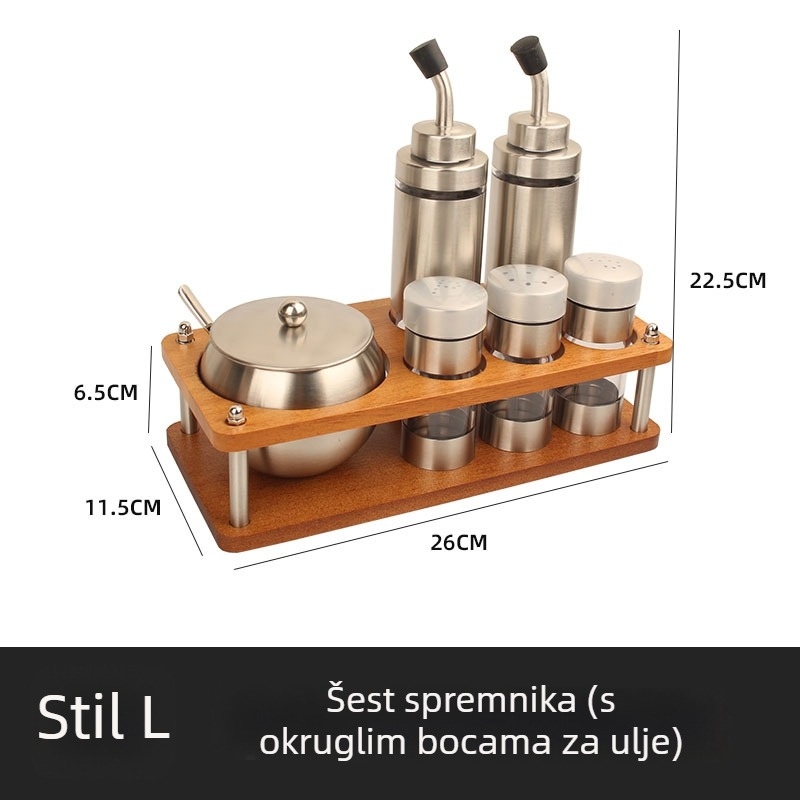 Set posuda za začine od nehrđajućeg čelika za hotele i restorane, uz posudu za ulje i soljicu