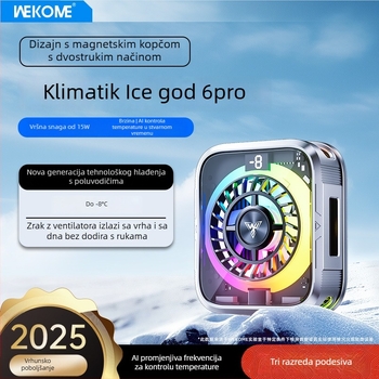 WEKOME F86 Hladnjak za mobitel s AI upravljanjem temperaturom, magnetskim klipom i digitalnim zaslonom, 10W Type-C
