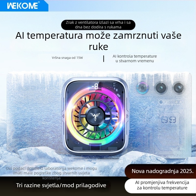 WEKOME F86 Hladnjak za mobitel s AI upravljanjem temperaturom, magnetskim klipom i digitalnim zaslonom, 10W Type-C