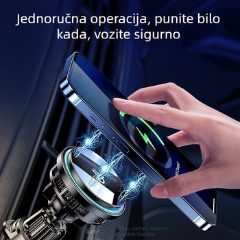 X132 držač za auto za telefon s hlađenjem i bežičnim brzim punjenjem, 23W, ABS + aluminijska legura, USB-C, težina 120 g