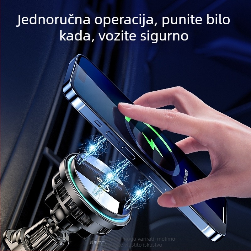 X132 držač za auto za telefon s hlađenjem i bežičnim brzim punjenjem, 23W, ABS + aluminijska legura, USB-C, težina 120 g