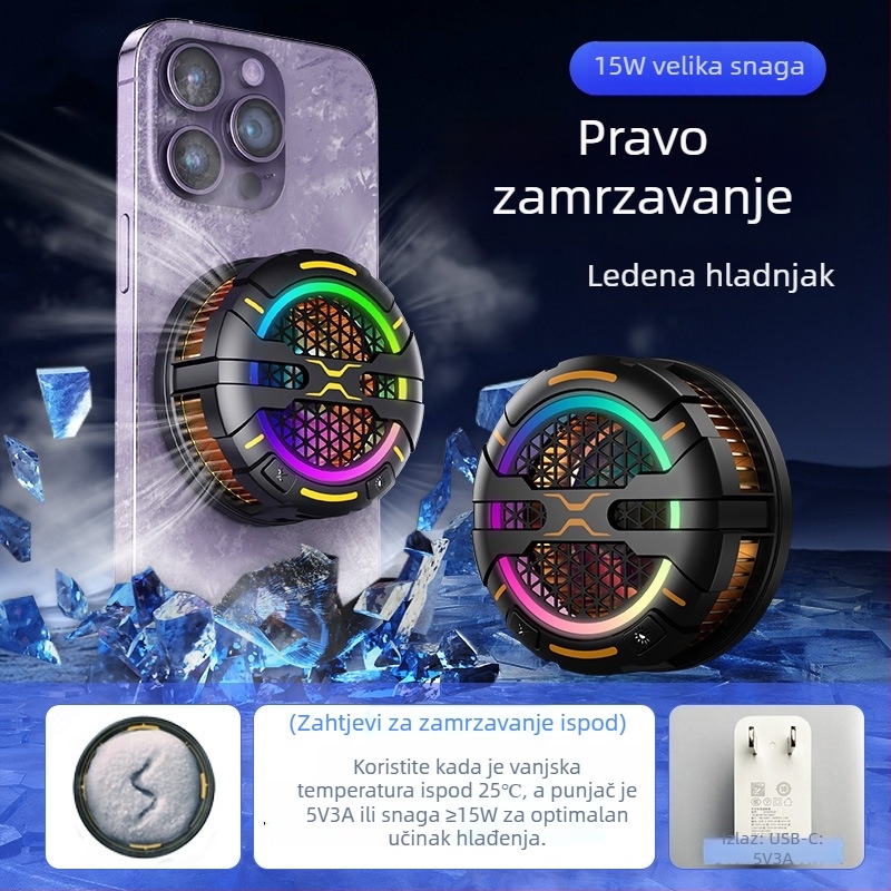 K15 Gaming magnetski hladnjak za telefon i tablet, 3 brzine, 15W, ~120 g, USB-C, materijal ABS+PC/aluminijska legura