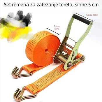 Univerzalni zatezni pojas s dvostrukim kukama, 5 tona, bez zavarivanja, širina 5 cm