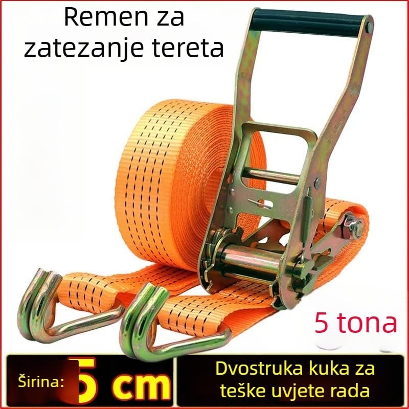 Univerzalni zatezni pojas s dvostrukim kukama, 5 tona, bez zavarivanja, širina 5 cm