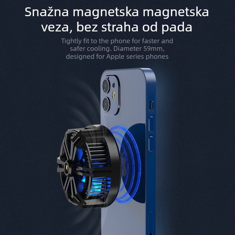 Magnetska bežična punjačka prijenosna rashladna podloga za mobitele i tablete – 150 g, 2 A, Materijal: metalni ABS, Sučelje: tpc