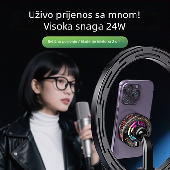 Hlađivač za telefon s magnetskim prianjanjem i AI kontrolom temperature na bazi poluvodiča, kompatibilan s bežičnim punjačem iPhone 17; 15W, Type-C, materijal ABS+PC/PC/aluminijska legura, težina 160 g