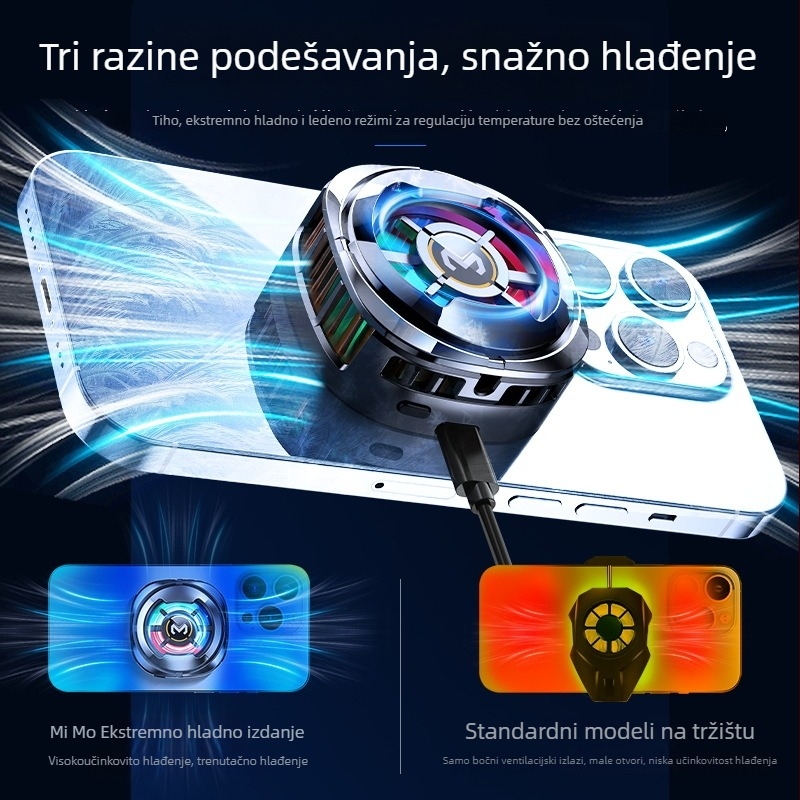 CX06 Magnetni klip za hlađenje mobitela s digitalnim zaslonom, 15W, USB-C, 146 g, ploča za hlađenje od ABS + legura