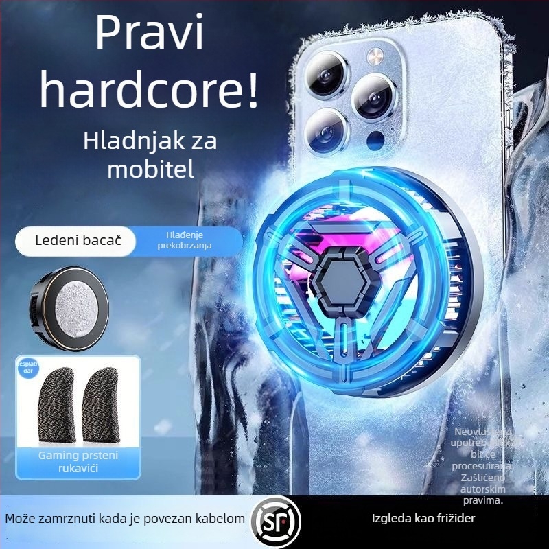 Stražnji magnetski klip za telefon s poluvodičkim hlađenjem, model S10X, Type-C, 13W, ABS+aluminij, težina 55 g