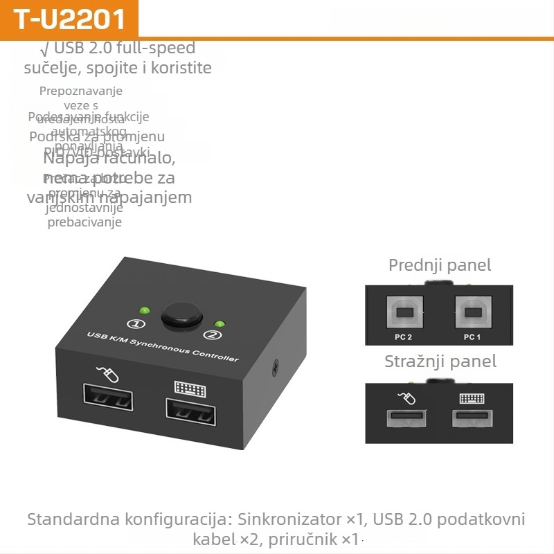 USB KVM prekidač s 2/4/8 portova za dijeljenje tipkovnice i miša među više računala