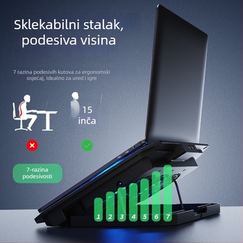 Chladič za notebook N22 s dvije toplinske cijevi, hidraulički ležaj, ABS kućište, 1200 RPM, USB dva porta