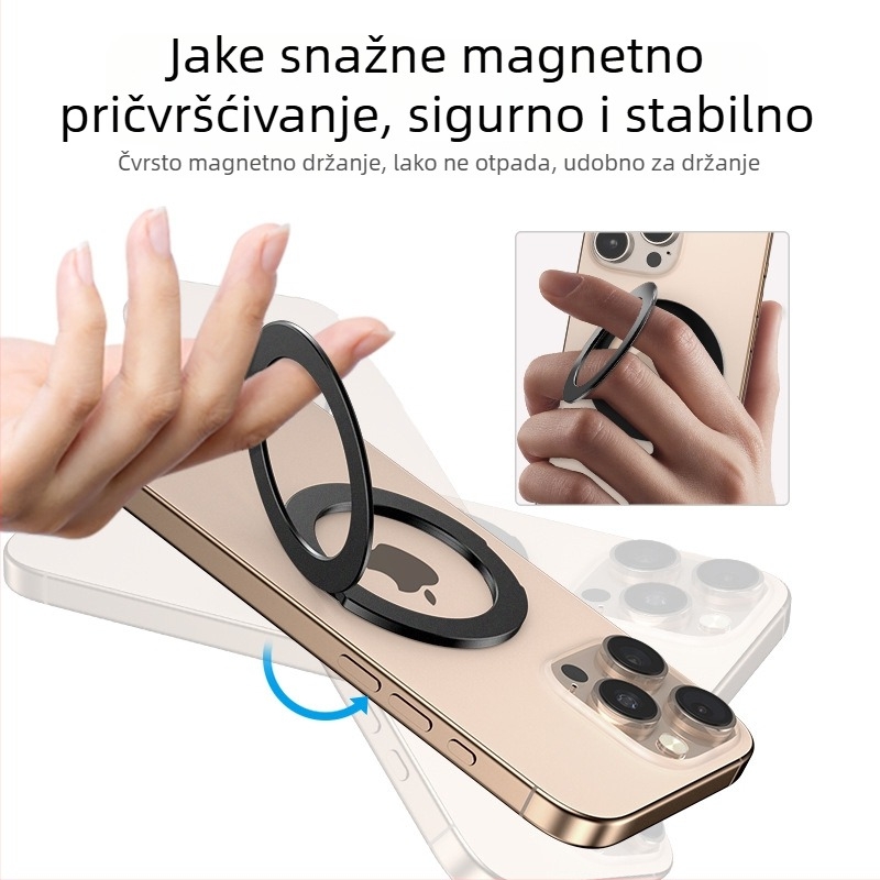 Magnetni držač za telefon s prstenom, sklopivi, teleskop, 360° rotacija