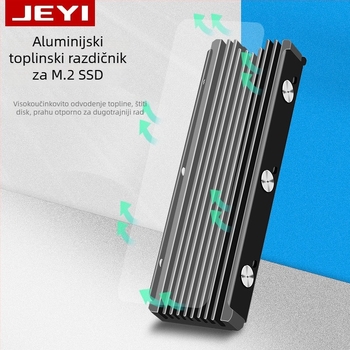 Aluminijski pasivni hladnjak za M.2 2280, prašno otporan, dvostrani silikonski termalni podloga – Cool Battleship serija