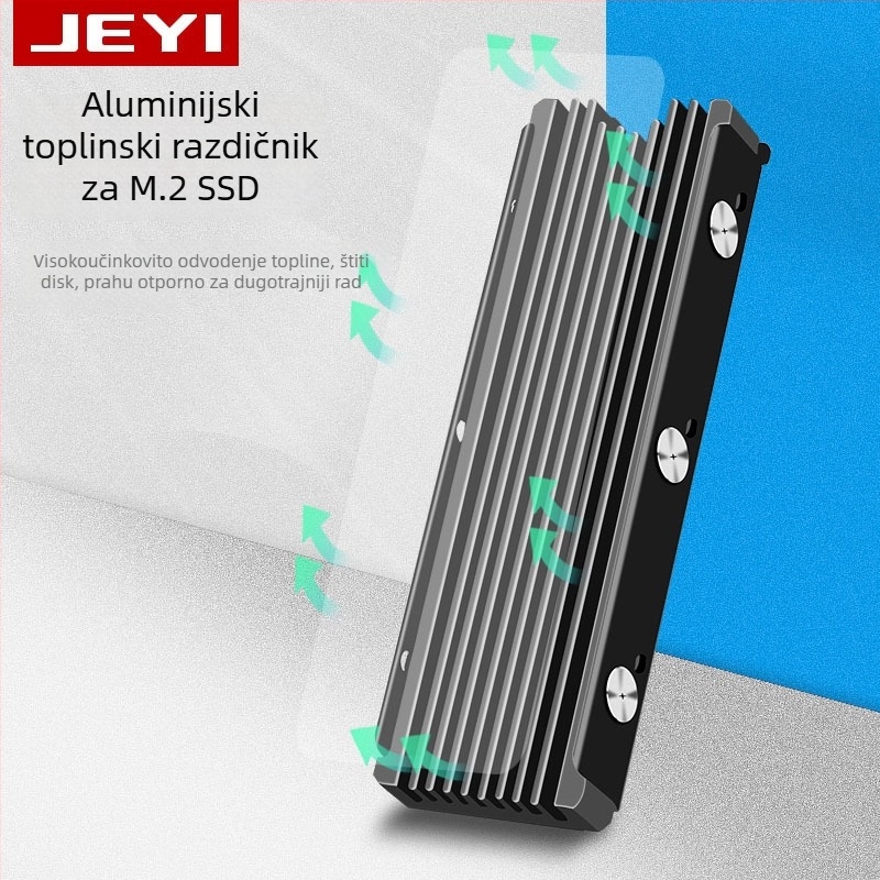 Aluminijski pasivni hladnjak za M.2 2280, prašno otporan, dvostrani silikonski termalni podloga – Cool Battleship serija