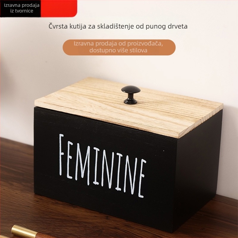 Kutija za stolno skladištenje s poklopcem, od masivnog drva, prašinu otporna, kapacitet 18 L, moderan minimalistički stil