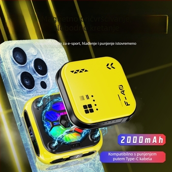 Chladič za mobitel s magnetskim AI upravljanjem temperaturom, model F40 — 10W, Type-C, ABS+metal, 185 g