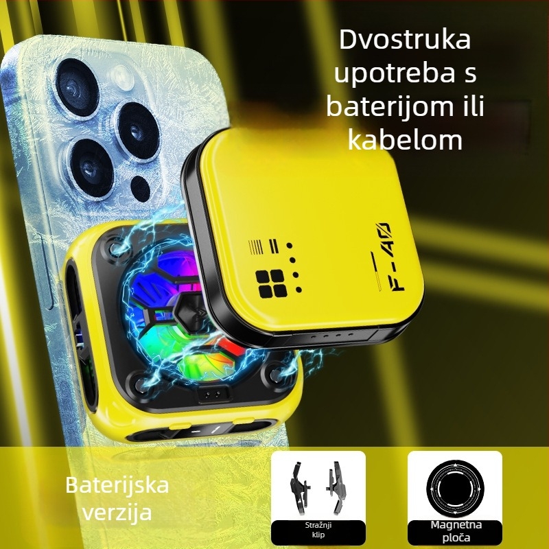 Chladič za mobitel s magnetskim AI upravljanjem temperaturom, model F40 — 10W, Type-C, ABS+metal, 185 g